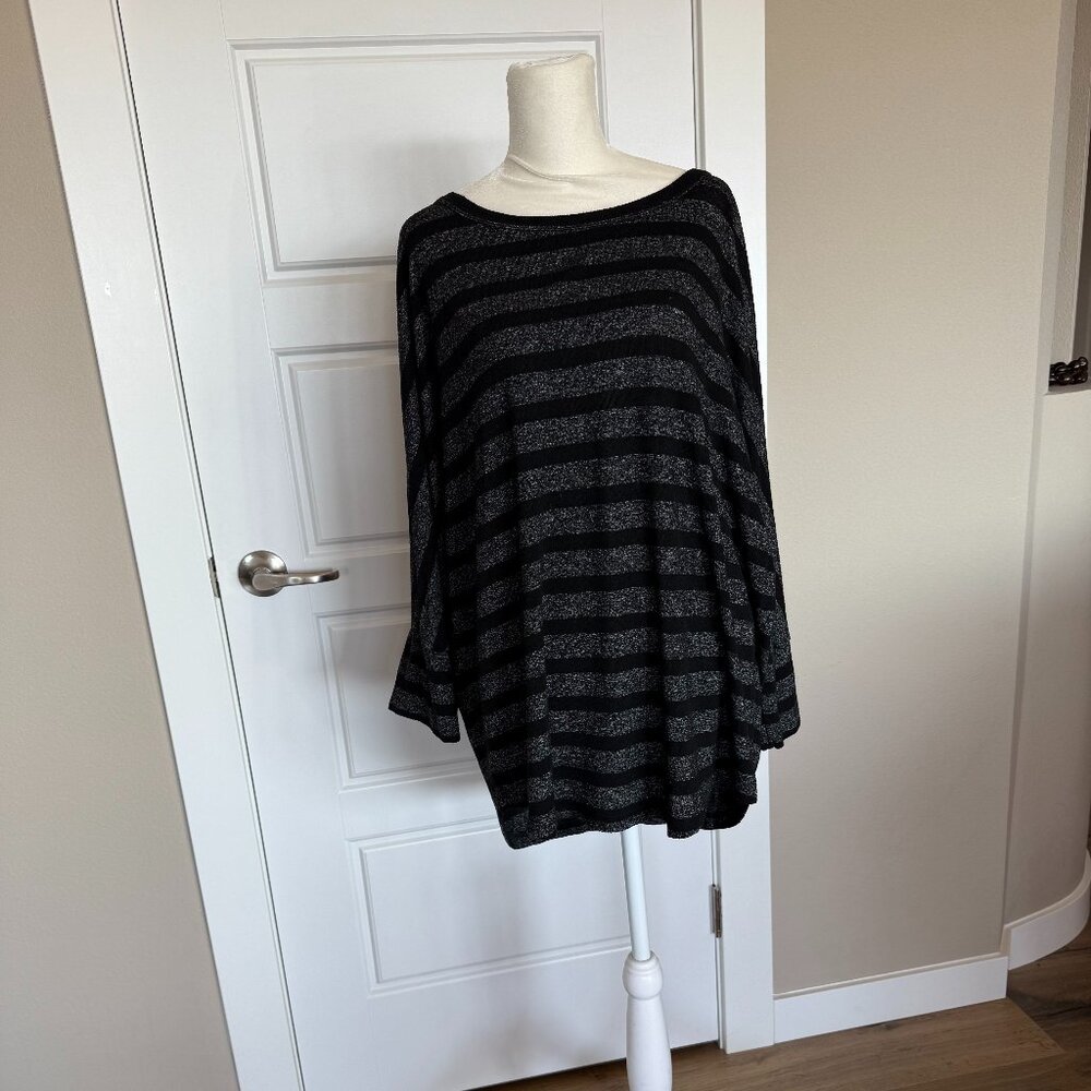 MIX Black & Grey Striped Loose Fit Top - XXL
